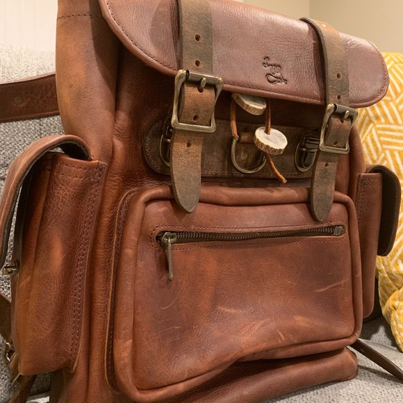LM Leather Goods Bridges Backpack in Whiskey - Picture 3 of 16
